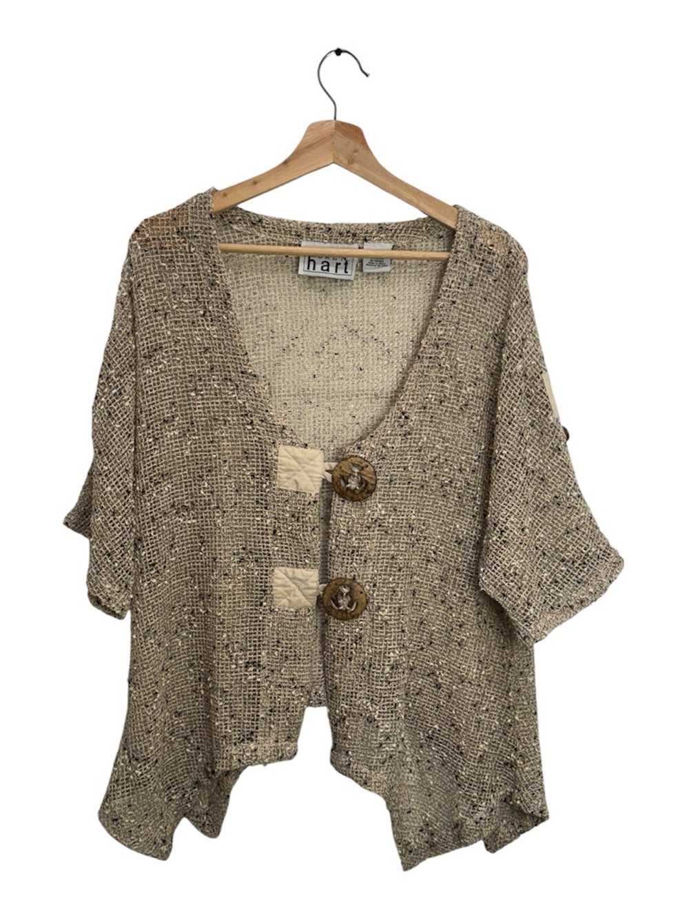 Vintage Keren Hart Grannycore Coastal Grandma Boho Knit Cardigan Size L